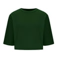 thumbnail image 5 of ZyeKqe Crop Tops for Women Half Sleeve Drop Shoulder T-Shirts Solid Color Casual Summer Basic Tees, 5 of 7