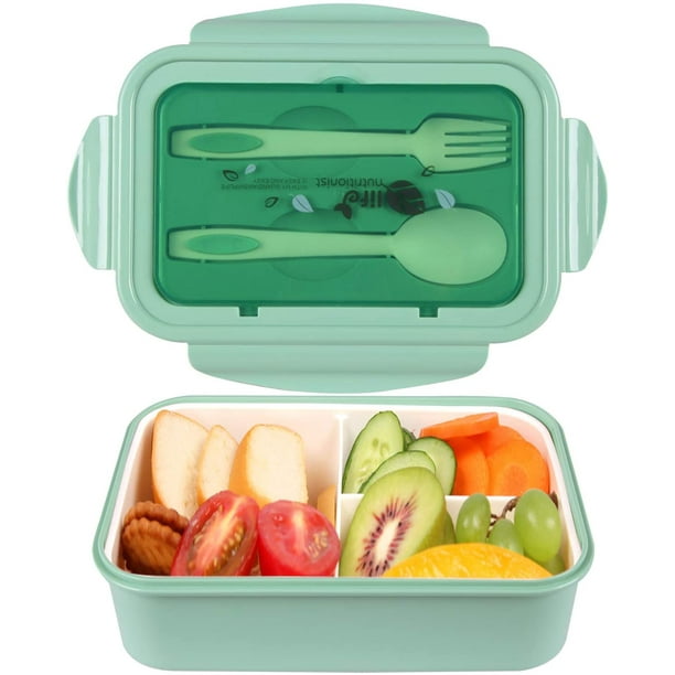 Lunchbox, Bento Boxen, Brotdose, Auslaufsichere Lunch-Boxen Kinder und  Erwachsene, Bento Lunch Boxen mit 3 Fächern und Besteck,  Lebensmittelbehälter