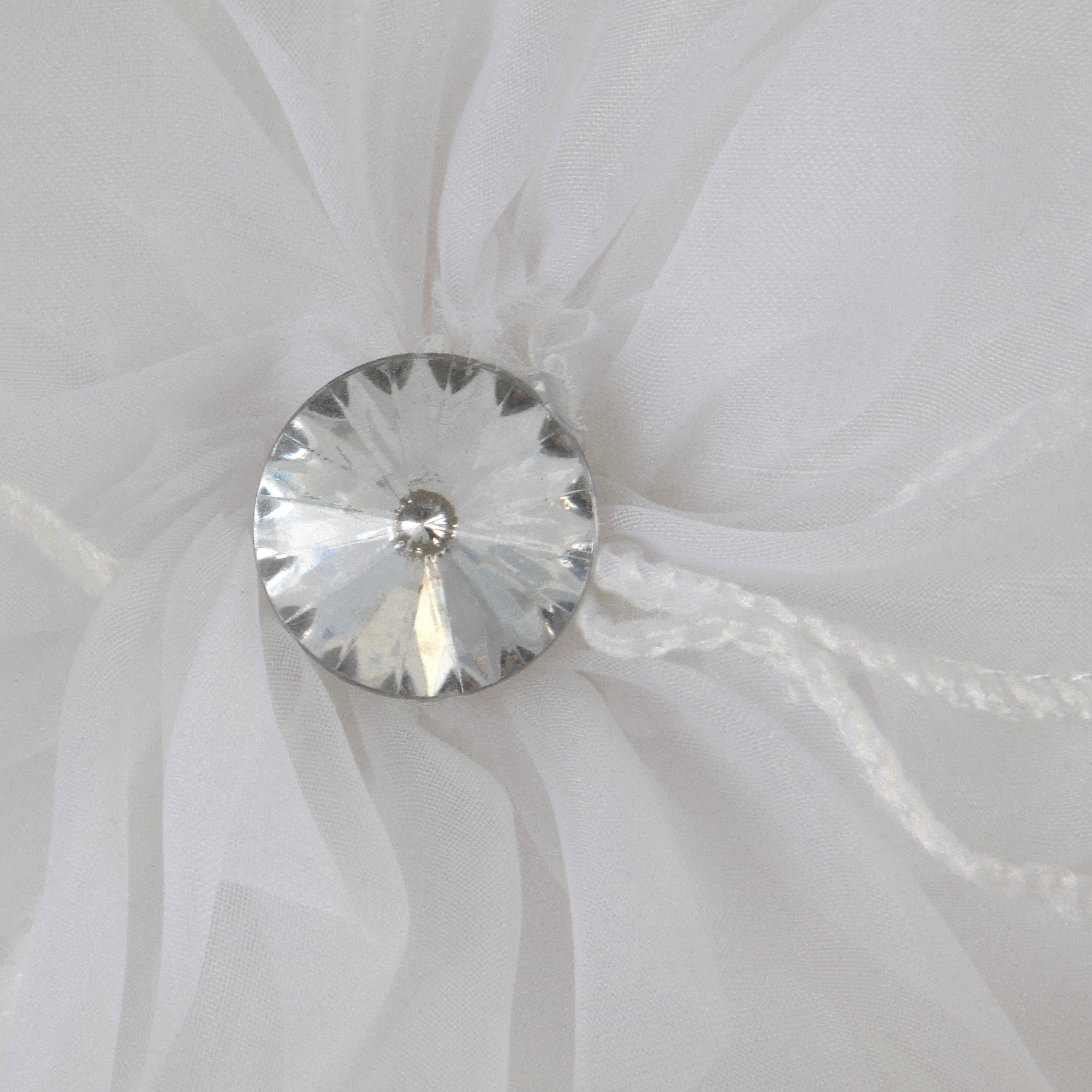 Offray White Large Sheer With Gem Center Flower Embellishment, 1 Each