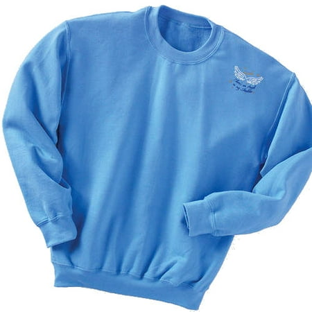 Gildan Women's Angel On My Shoulder Sweatshirt in Blue -