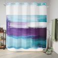 thumbnail image 6 of No Hook Shower Curtain, Turquoise Purple Shower Curtains for Bathroom with See Through Top Window, Geometric Abstract Modern Oil Painting Waterproof & Washable Bath Curtain 66"x72", 6 of 9
