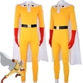 thumbnail image 2 of Disfraz de Anime de ONE PUNCH-MAN, mono amarillo de Saitama con capa blanca, conjunto de mono de superhéroe para Halloween, 2 of 4