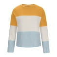 thumbnail image 4 of Bowake Women's Fall Sweaters Long Sleeve Crew Neck Color Block Casual Loose Trendy Knit Pullover Jumper Tops, 4 of 5