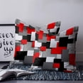 thumbnail image 2 of 14x14 Pillow Covers Set of 2, Red Black Geometric Throw Pillow Covers Decorative Couch Cushion Case, Modern Abstract Art Block Microfiber Square Pillowcases for Bedroom Car Living Room, 2 of 7