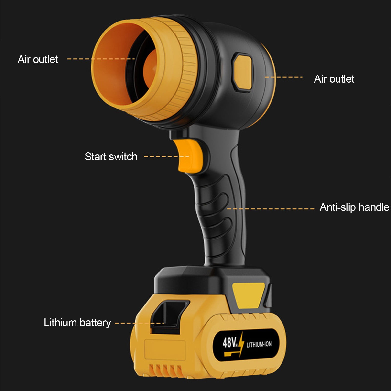 Wireless Lithium Powered Blower, High Power Airflow 20m/s for Dust, Snow, and Leaf Cleaning, 20-Minute Runtime Cordless Blower for Home, Garden, and Workshop Applications