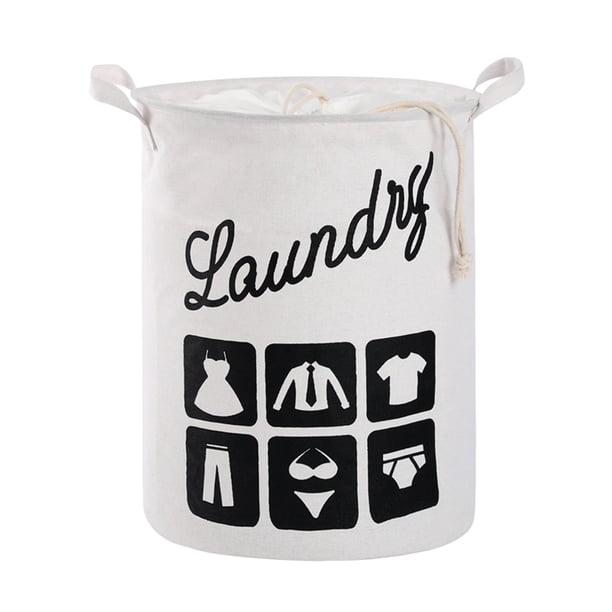 Cesta de almacenamiento de artículos diversos de algodón y lino, cesta de ropa sucia plegable y portátil, organizador de ropa sucia plegable (blanco)