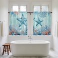 thumbnail image 4 of Coastal Starfish Blue Kitchen Curtain for Berdoom Living Room Cafe 54 Inch Length, Summer Beach Nautical Coral Tiers Curtains Light Filtering Drapes Rod Pocket Window Treatment 2 Panels 52"Wx54"L, 4 of 8