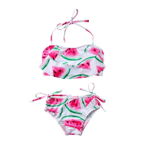 Styles I Love Kid Girls Watermelon Ruffle Bikini 2pcs Swimsuit (120/4-5 Years)