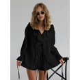 thumbnail image 5 of Women 2 Piece Outfits V Neck Ruffle Tie Front Blouse Tops Lounge Sets, 5 of 7
