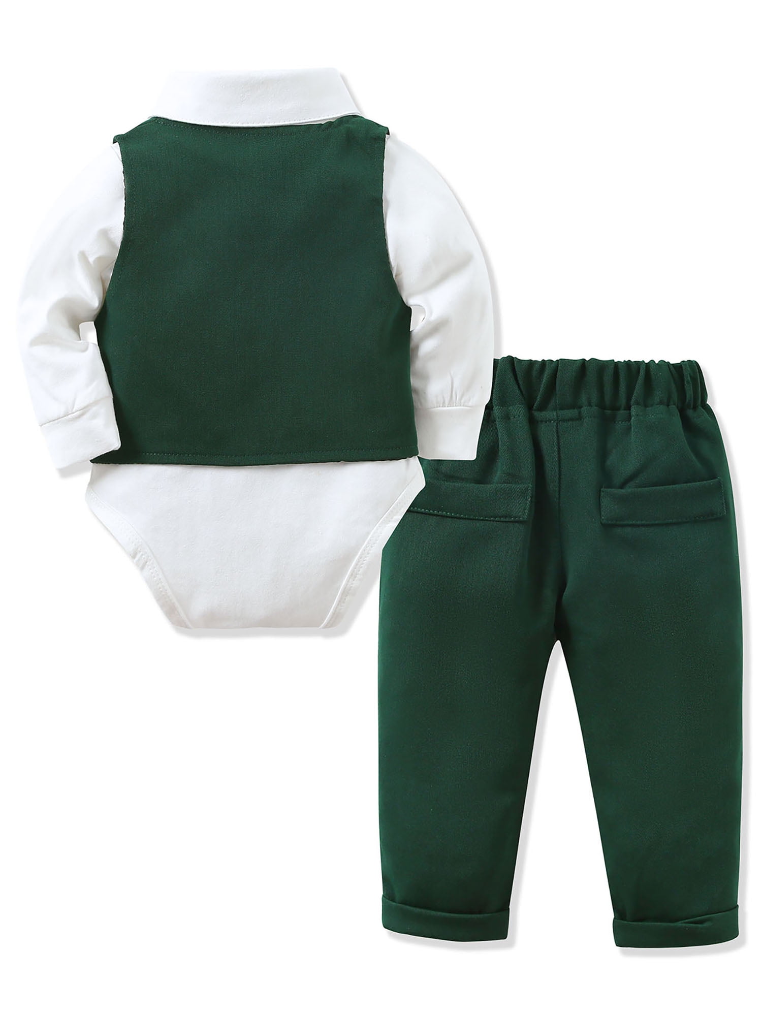 WESIDOM Infant Boy Toddler Newborn Clothes 0-18M Gentleman Outfit Dress Shirt Vest Bowtie Pants 4pcs