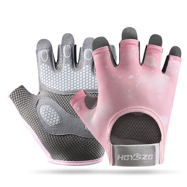 Guantes deportivos de medio dedo para fitness, para mujer, con almohadilla de palma engrosada, de silicona, con absorción de impactos, equipo de protección para la palma, guantes transpirables para