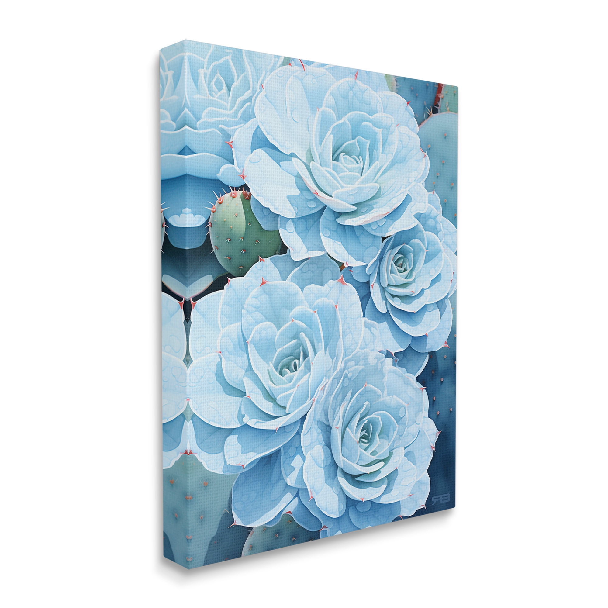 Stupell Industries Detailed Blue Succulents Botanical & Floral Painting Gallery Wrapped Canvas Art Print Wall Art, 16 x 20