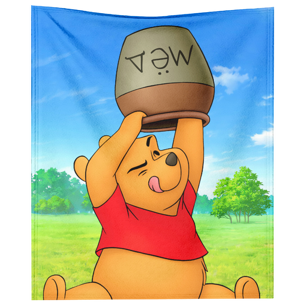 Fnyko Blanket Cartoon Winnie the Pooh Print Soft Flannel Baby Blanket