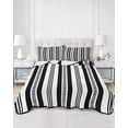 thumbnail image 2 of Quilts Twin-XL Size Bedding Set, Black Striped Lightweight Quilted Comforter, Modern Farmhouse Geometric Thine Stripes Soft Reversible Bedspread Coverlet with Pillow Covers for All Season, 68" x 98", 2 of 7