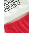 thumbnail image 6 of 0-3Years Baby Girls Valentines Day Set Long Sleeve Letters Heart Print Sweatshirt Elastic Waist Flare Pant, 6 of 7