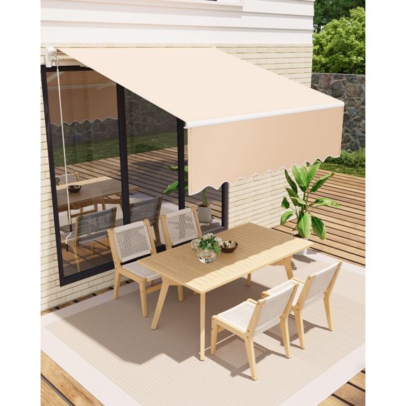 GloryStar 10x8FT / 13x10FT Retractable Patio Awning, Outdoor Sunshade Shelter with Heavy Duty Aluminum Frame & UV Protection Fabric, Waterproof Adjustable Roll Out Awning for Deck