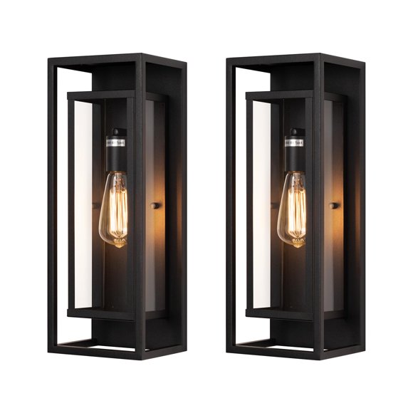 Aplique de pared para exteriores Mirrea, 18 pulgadas, negro mate, impermeable, juego de 2