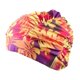 thumbnail image 1 of Gorro de baño plisado de pelo largo para mujer, de nailon, elástico, con estampado de flores, para playa y adultos., 1 of 4