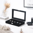 thumbnail image 2 of Coward Jewelry Organizer Display Case,Black Jewelry Storage Tray Boxes for Multiple Rings,earrings,cufflinks,Glass Lid,Stackable（15 Grids）, 2 of 7