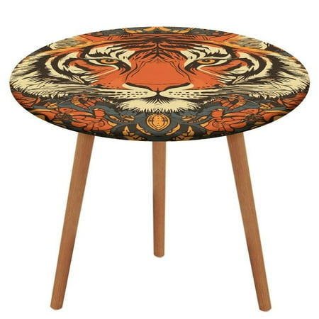 

Tiger (18) Pattern Round Tablecloth Waterproof Elastic Table Clothes for Dining Table Cute Desk Decor Protector Cover