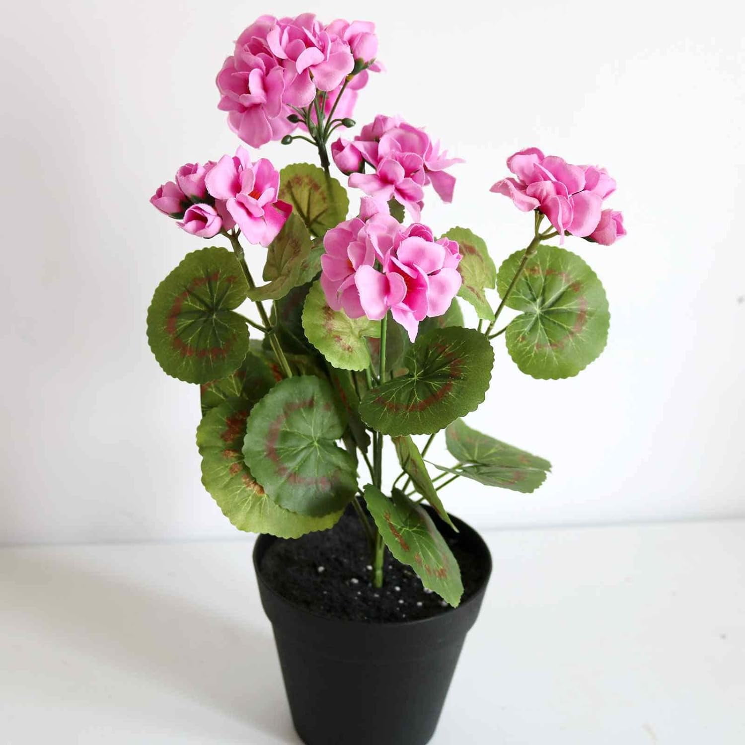 Artificial Flowers Geranium Bush Begonia Silk Flowers for Outdoor Indoor Artificial Plant Flowers for Patio Lawn Garden Decor (4PCS Red)