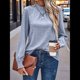 thumbnail image 4 of Camiseta de Larga con Cuello Alto y Ojales para Mujer, Elegante, Informal, , de Negocios, Elástica, con Aberturas Azul L, 4 of 9