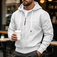 thumbnail image 6 of BVOFAR Mens Zip up Hoodie Casual Hooded Sweatshirt Long Sleeve Jacket Loose Fit Drawstring Athletic Jackets White L, 6 of 7