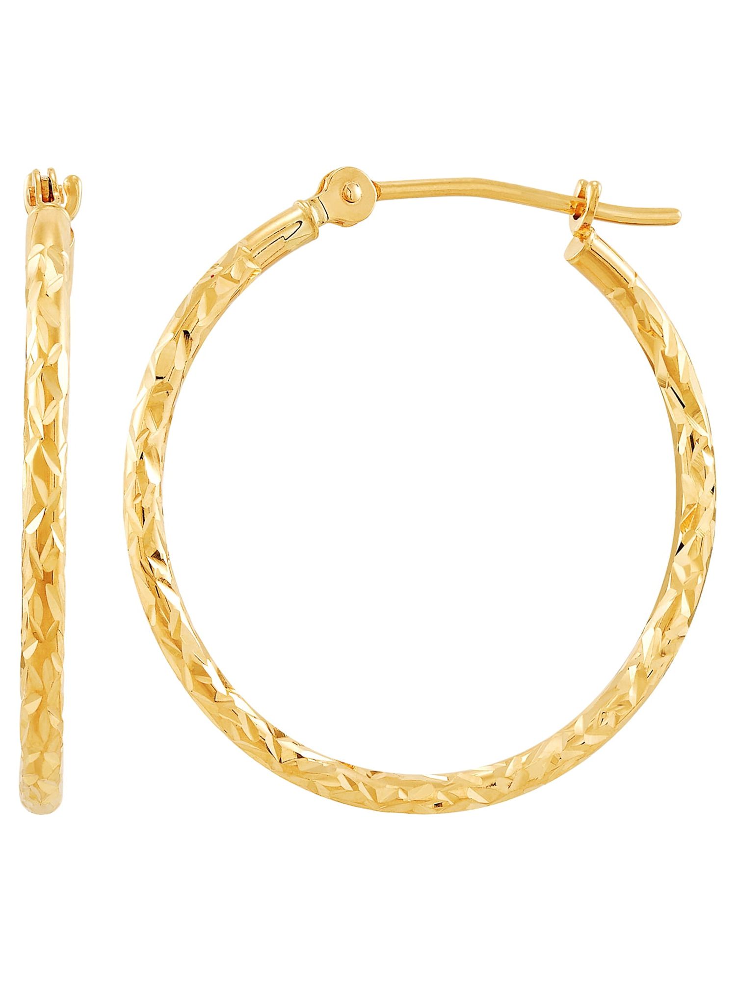 Brilliance Fine Jewelry 10K Yellow Gold Round Diamond-Cut Hoop Earrings