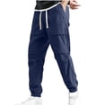 thumbnail image 1 of Dagugfen Cargo Pants for Men Drawstring Elastic Waist Baggy Solid Color Jogger Sports Pants Pockets, 1 of 7