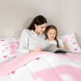 thumbnail image 4 of Manfei Ribbon Bowknot P Personalized Initial Bedding Comforter Set 7 Pieces,Princess Bow Stripes Full Bedding Set,Pink Reversible,Lightweight Room Decor, 4 of 7
