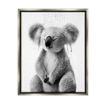 Stupell Industries Koala Bathroom Splash Animals & Insects Painting Gray Floater Framed Canvas Art Print Wall Art, 25 x 31