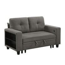 Lexicon Robinson Boucle Love Seat with Pull-out Bed, Shelves in Dark Brown