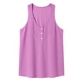 thumbnail image 5 of Womens V Neck Henley Button Front Tank Tops Sleeveless Top Cotton Linen Racerback Tie Front Knot Loose Fit Summer Casual Daily Vest, #02 Light pink, S, 5 of 7