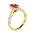 thumbnail image 4 of Mauli Jewels Rings for Women 0.80 Carat Elegant Look Diamond And Marquise Shape Created Created Ruby Ring 4-prong 10k Yellow Gold, 4 of 7
