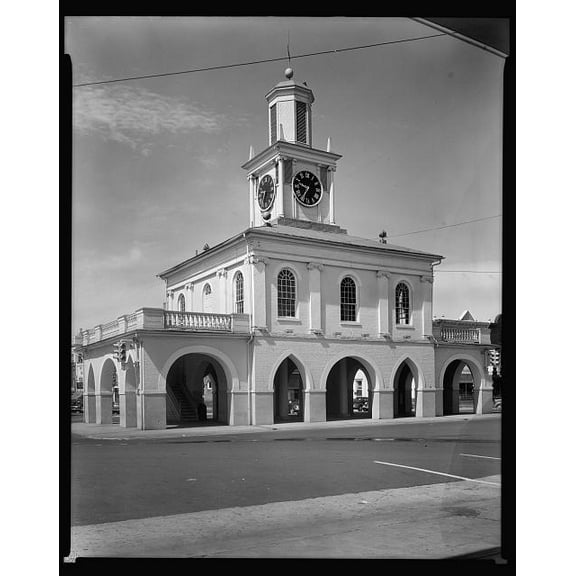 8x12 Photo-Old Market House,Fayetteville,clocks,NC,North Carolina,Architecture,South,1935