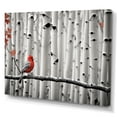 thumbnail image 2 of Designart "Forest Guardian Monochrome Red Grey Bird I" Animals Canvas Wall Art, 2 of 5