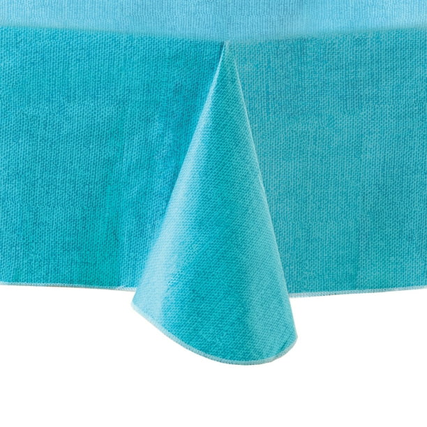 mainstays linen print vinyl tablecloth teal 60x102 walmartcom