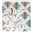 thumbnail image 3 of Ambesonne Boho Shower Curtain, Tribal Bohemian Feather, 69"Wx70"L, Teal Orange Black, 3 of 5