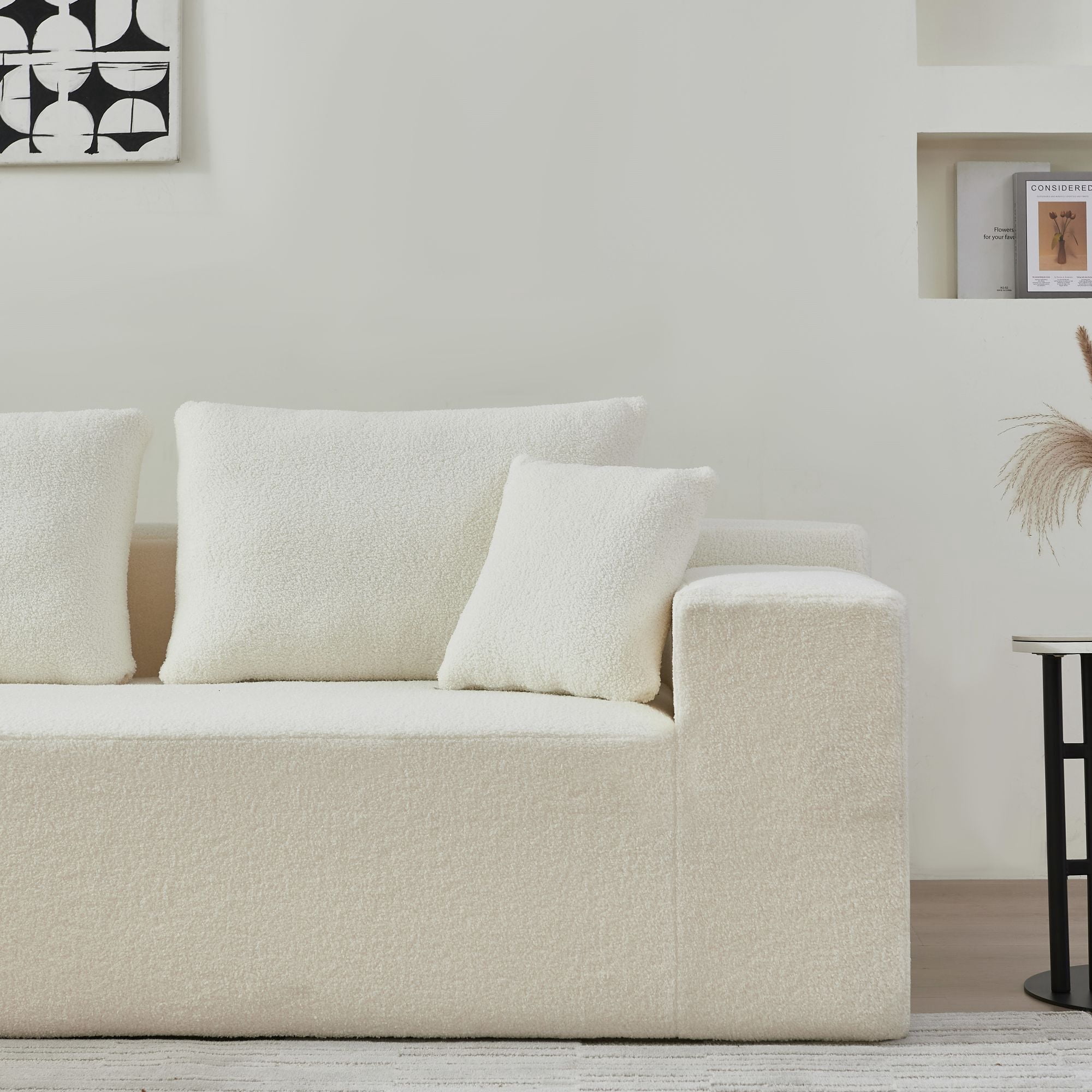 DEALTOPS 104.33" L Shaped Modular Sectional Sleeper Sofa Couch with Chaise Lounge, High Density Sponge, Beige
