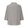 thumbnail image 4 of POROPL 3/4 Sleeve Women's Blouse V Neck Shirts Casual Summer Button Up Shirt Roll Up Blouse, 4 of 6