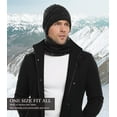 thumbnail image 5 of Morttic Mens Winter Beanie Hats Scarf Set Warm Knit Hats Skull Cap Neck Warmer with Thick Fleece Lined (Black), 5 of 5