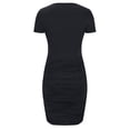 thumbnail image 4 of Mefallenssiah Women'S Spring and Summer Solid Color Tight Pleated Wrapped Hip Cutout Short Sleeve Dress, 4 of 6