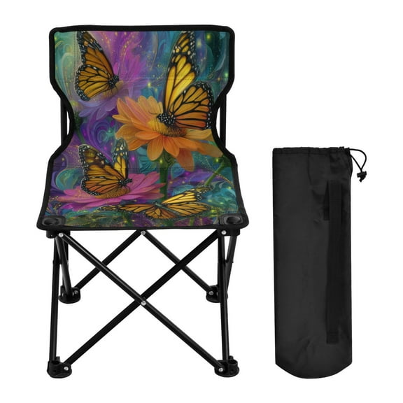 Folding Chair Camping Chair For Camping Picnicking Outdoor Beach and Travel Yellow Butterflies in The Garden