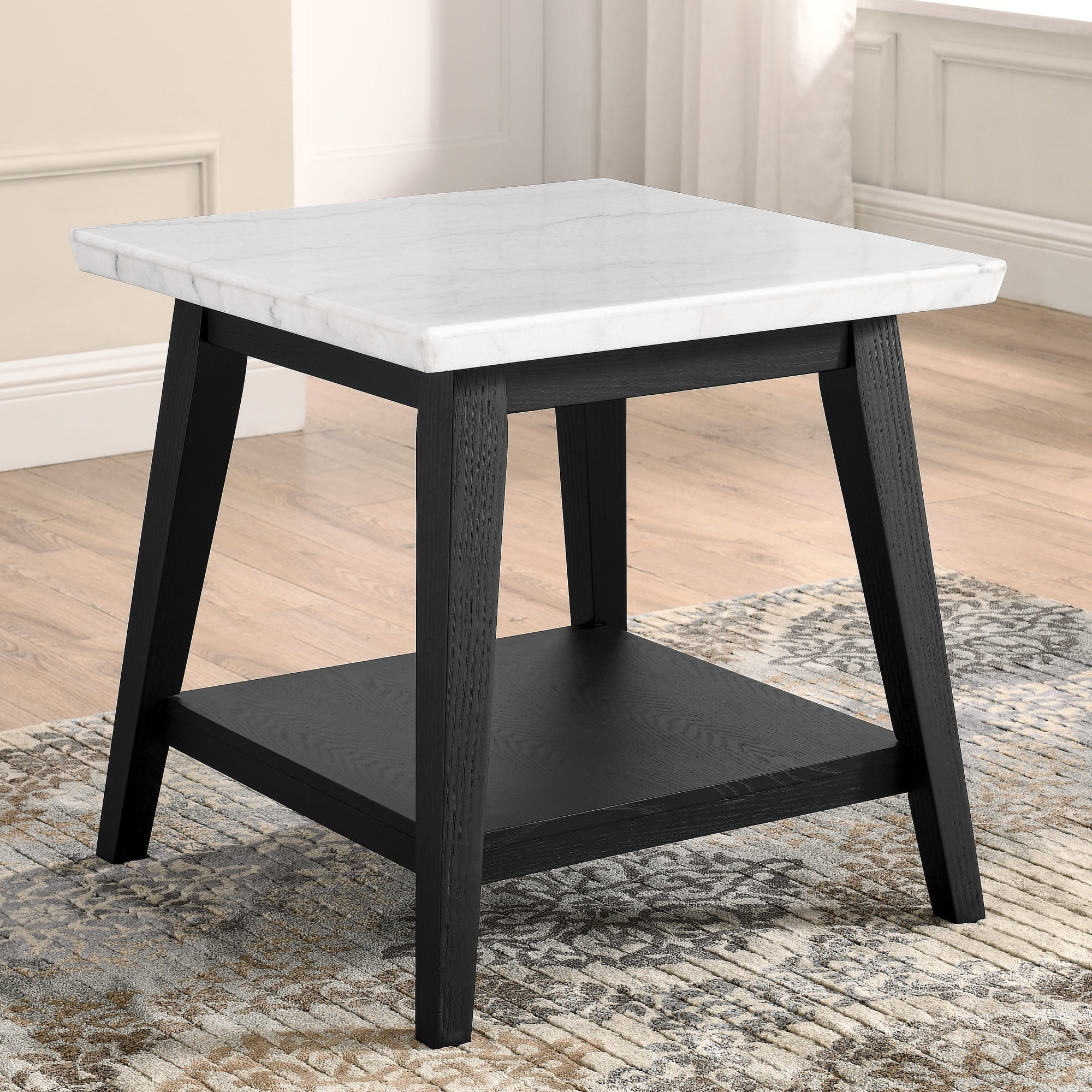 Steve Silver Vida Modern Genuine Marble Top 24" Square End Table, White