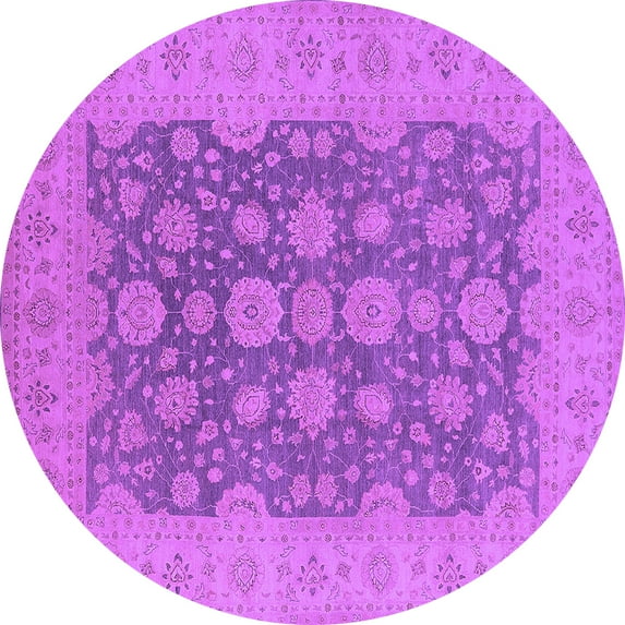 Ahgly Company Indoor Round Oriental Purple Traditional Area Rugs, 6' Round