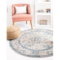 Rugs.com Lola Collection Rug – 5 Ft Round Light Gray Medium Rug Perfect For Kitchens, Dining Rooms