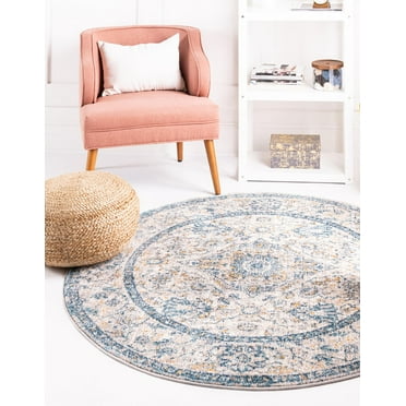 Rugs.com Lola Collection Rug – 5 Ft Round Light Gray Medium Rug Perfect For Kitchens, Dining Rooms