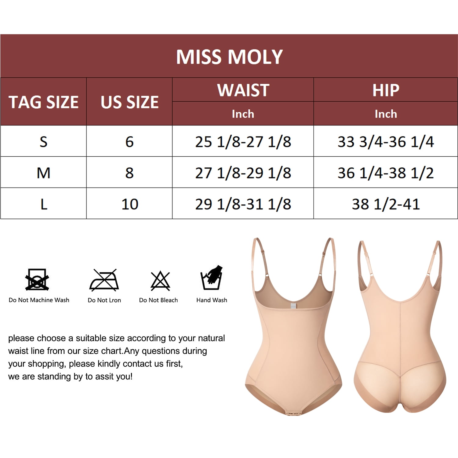 MISS MOLY Tummy Control Shapewear for Women Butt Lifter Bodysuit Seamless  Open Bust Body Shaper 