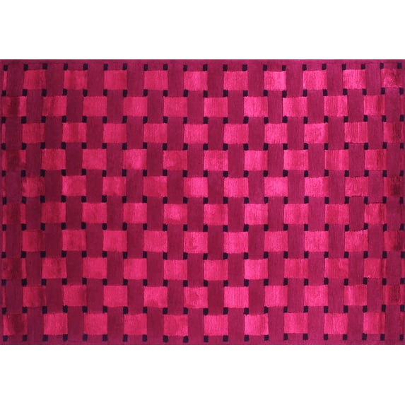 Ahgly Company Indoor Rectangle Abstract Pink Contemporary Area Rugs, 4' x 6'
