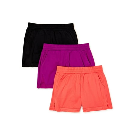 Athletic Works Girls Mesh Active Shorts, 3-Pack, Sizes 4-18 & Plus